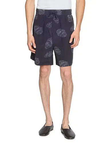 Officine Générale Men's Fynn Crepe Cloud Lines Shorts - Black Cream | Thumbnail 3 Officine Générale Men's Fynn Crepe Cloud Lines Shorts - Black Cream | Thumbnail 3