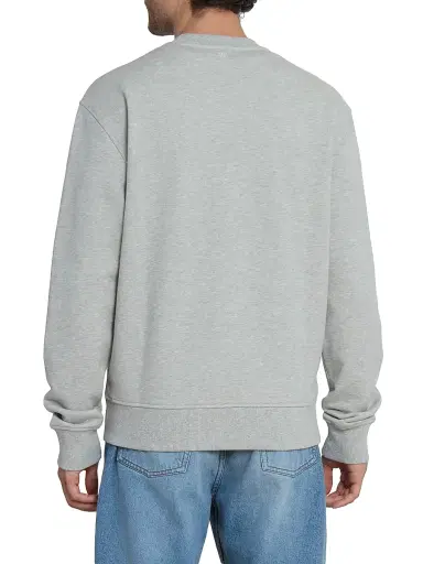 AMI Paris Men's Classic Cotton Crewneck Sweatshirt - Gris Cend Chine Blanc | Thumbnail 5