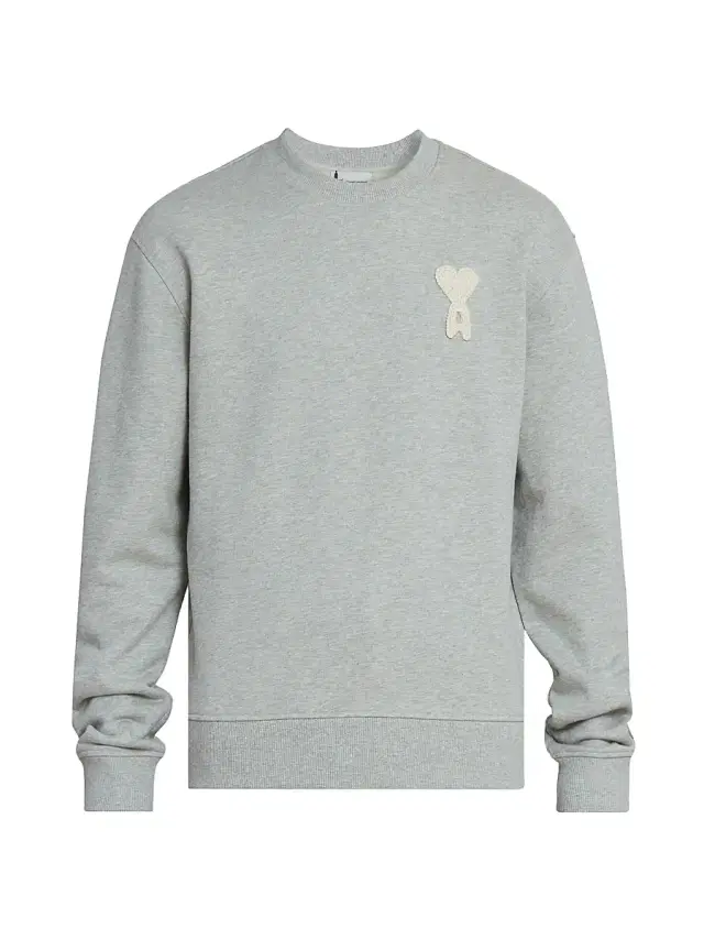 Men's Classic Cotton Crewneck Sweatshirt - Gris Cend Chine Blanc