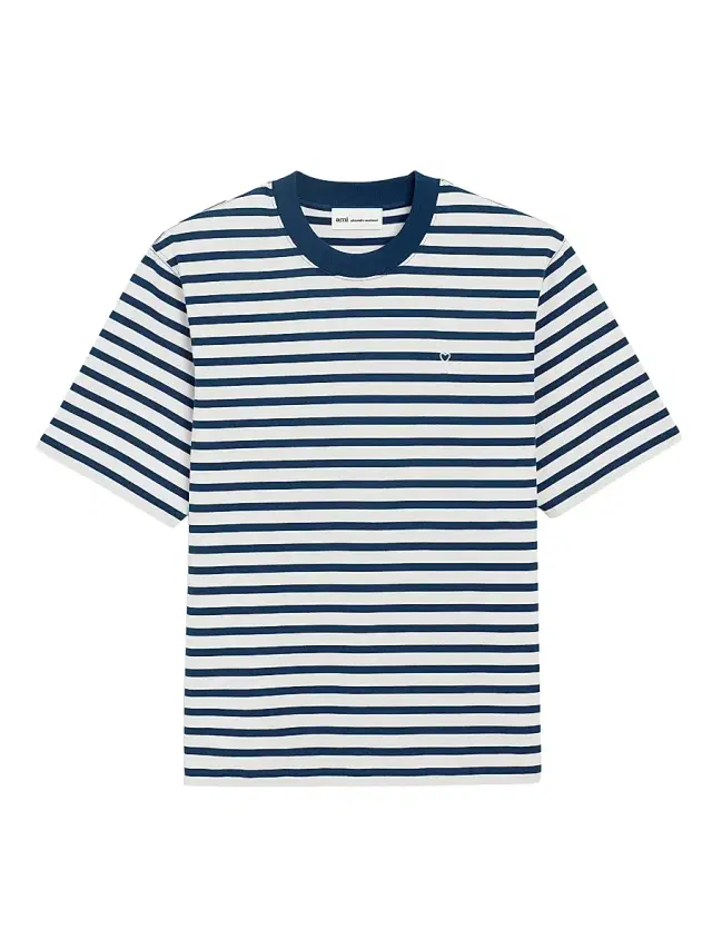 AMI Paris Men's Quota Striped Crewneck T-Shirt - Encre Blanc