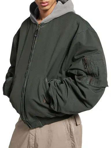 Balenciaga Men's Hooded Standard Bomber Jacket - Anthracite - Size Large | Thumbnail 3 Balenciaga Men's Hooded Standard Bomber Jacket - Anthracite - Size Large | Thumbnail 3