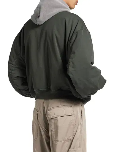 Balenciaga Men's Hooded Standard Bomber Jacket - Anthracite - Size Large | Thumbnail 4 Balenciaga Men's Hooded Standard Bomber Jacket - Anthracite - Size Large | Thumbnail 4