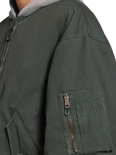 Balenciaga Men's Hooded Standard Bomber Jacket - Anthracite - Size Large | Thumbnail 6 Balenciaga Men's Hooded Standard Bomber Jacket - Anthracite - Size Large | Thumbnail 6
