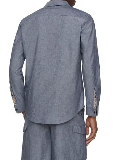 Burberry Men's Sam Cotton-Blend Regular-Fit Shirt - Bright Navy Chalk White - Size XL | Thumbnail 3 Burberry Men's Sam Cotton-Blend Regular-Fit Shirt - Bright Navy Chalk White - Size XL | Thumbnail 3