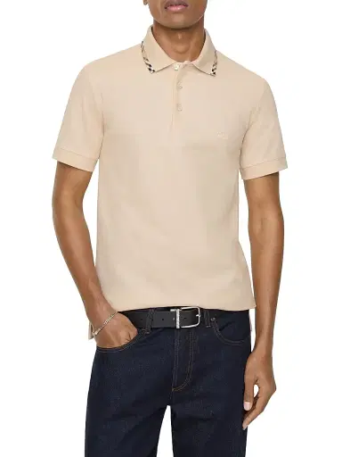 Burberry Men's Check-Trim Cotton Polo Shirt | Thumbnail 2