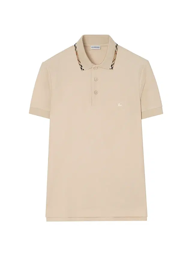 Burberry Men's Check-Trim Cotton Polo Shirt - Calico