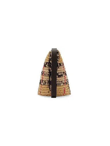 Burberry Women's Margate Small Check Raffia Pouch | Thumbnail 2