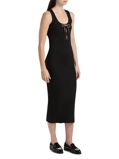 Burberry Women's Carlotta Stretch-Cotton Midi-Dress - Black - Size XXS | Thumbnail 4