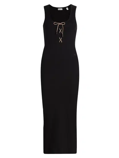 Burberry Women's Carlotta Stretch-Cotton Midi-Dress - Black - Size XXS | Thumbnail 1