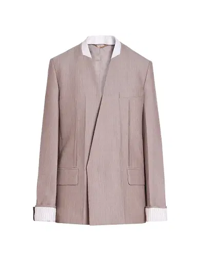 Victoria Beckham Women's Tailored Collarless Folded Wool Jacket - Limestone - Size 2 | Thumbnail 1