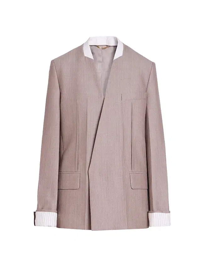 Victoria Beckham Women's Tailored Collarless Folded Wool Jacket - Limestone