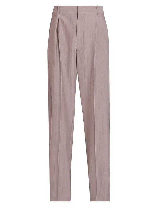 Victoria Beckham Women's Pleated Wool Waist Trousers - Limestone