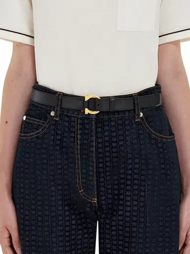 Ferragamo Women's Donna Leather Belt - Nero - Size Large | Thumbnail 2