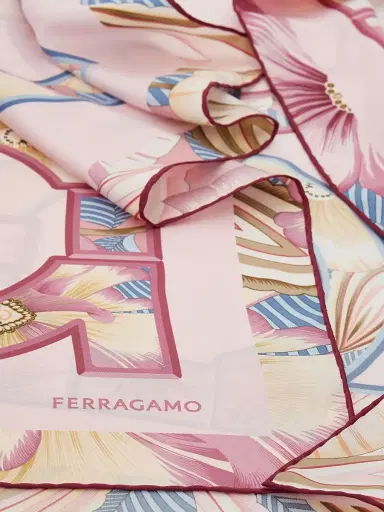 Ferragamo Women's Brezza Printed Gancini Silk Scarf - Rosa Bordeaux | Thumbnail 3