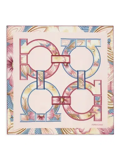 Ferragamo Women's Brezza Printed Gancini Silk Scarf - Rosa Bordeaux | Thumbnail 1
