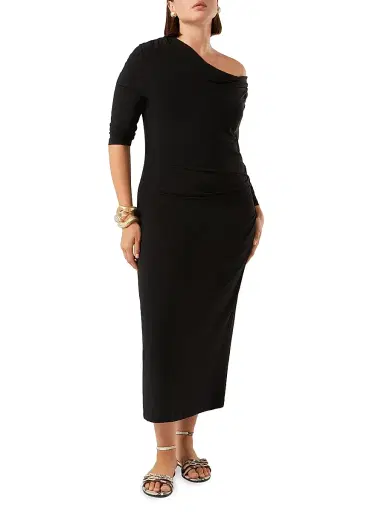 Marina Rinaldi Women's Crepe Jersey Dress - Black - Size XXL | Thumbnail 4