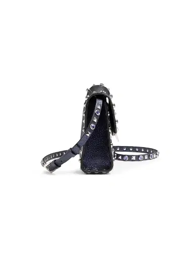 Valentino Garavani Women's Rockstud Small Crossbody Bag in Laminated Calfskin - Navy | Thumbnail 4