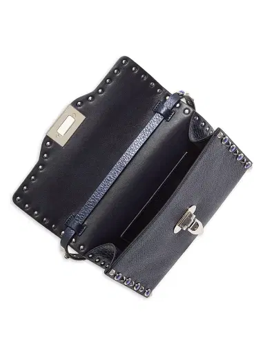 Valentino Garavani Women's Rockstud Small Crossbody Bag in Laminated Calfskin - Navy | Thumbnail 6