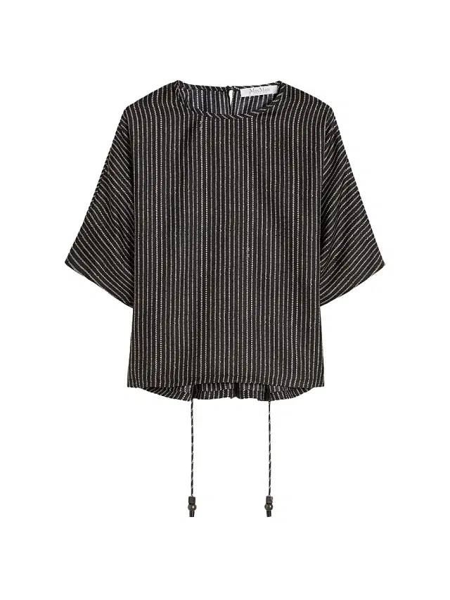Women's Printed Silk Blouse - Black White