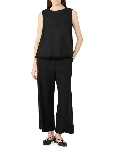 Max Mara Women's Cotton and Linen Basketweave Top - Black - Size 8 | Thumbnail 2 Max Mara Women's Cotton and Linen Basketweave Top - Black - Size 8 | Thumbnail 2