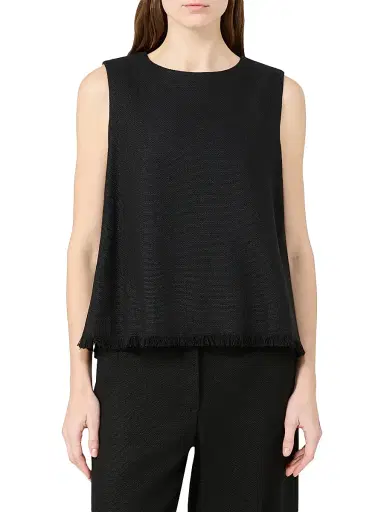 Max Mara Women's Cotton and Linen Basketweave Top - Black - Size 8 | Thumbnail 3 Max Mara Women's Cotton and Linen Basketweave Top - Black - Size 8 | Thumbnail 3