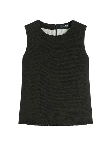 Max Mara Women's Cotton and Linen Basketweave Top - Black - Size 8 | Thumbnail 1 Max Mara Women's Cotton and Linen Basketweave Top - Black - Size 8 | Thumbnail 1