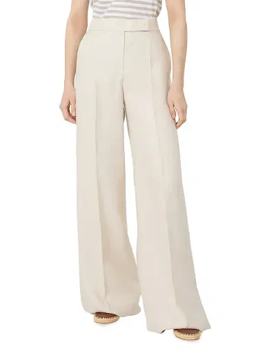 Max Mara Women's Wide Fit Linen Trousers - Beige - Size 12 | Thumbnail 2 Max Mara Women's Wide Fit Linen Trousers - Beige - Size 12 | Thumbnail 2