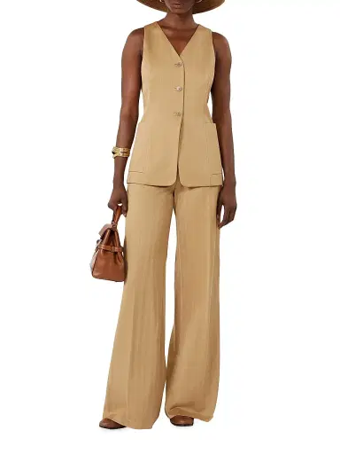 Max Mara Women's Pinstripe Jacquard Jersey Trousers - Desert - Size 16 | Thumbnail 2