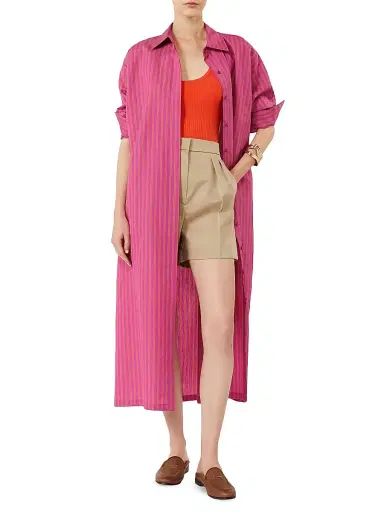 Max Mara Women's Striped Cotton and Silk Shirt Dress - Purple - Size 10 | Thumbnail 2 Max Mara Women's Striped Cotton and Silk Shirt Dress - Purple - Size 10 | Thumbnail 2