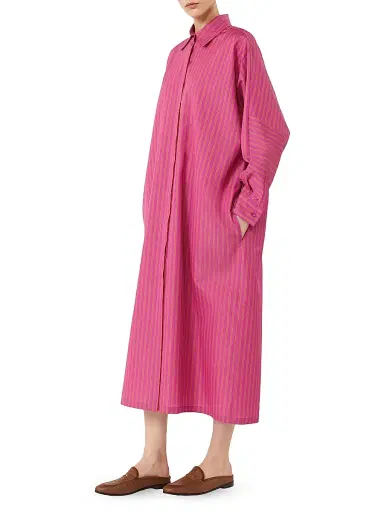 Max Mara Women's Striped Cotton and Silk Shirt Dress - Purple - Size 10 | Thumbnail 3 Max Mara Women's Striped Cotton and Silk Shirt Dress - Purple - Size 10 | Thumbnail 3