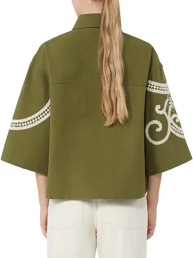 Weekend Max Mara Women's Cotton Canvas Jacket with Embroideries - Kakhi - Size 10 | Thumbnail 3 Weekend Max Mara Women's Cotton Canvas Jacket with Embroideries - Kakhi - Size 10 | Thumbnail 3
