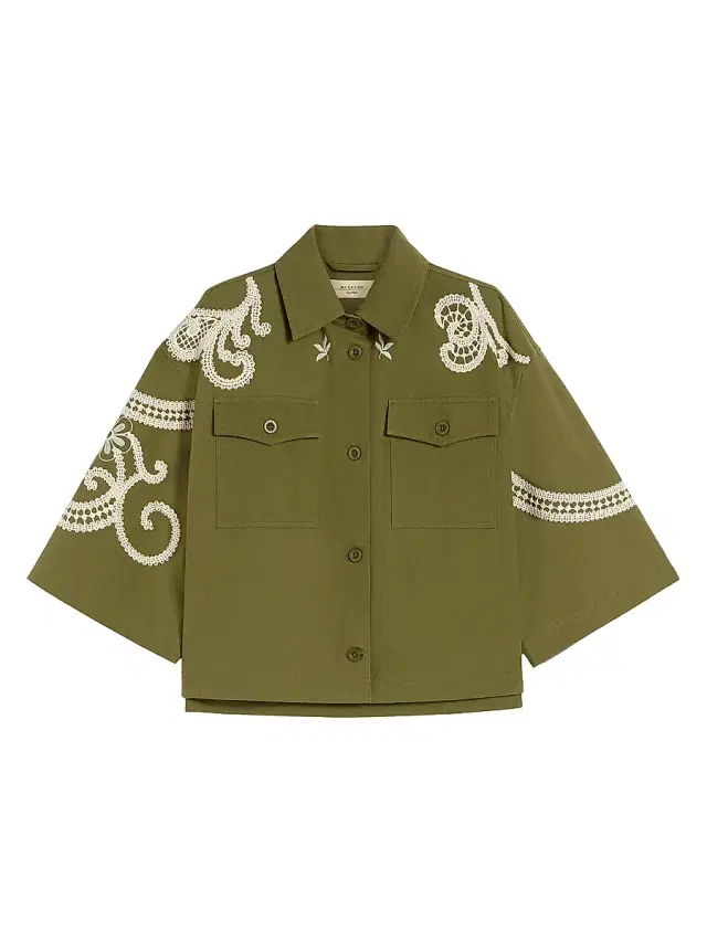 Weekend Max Mara Women's Cotton Canvas Jacket with Embroideries - Kakhi