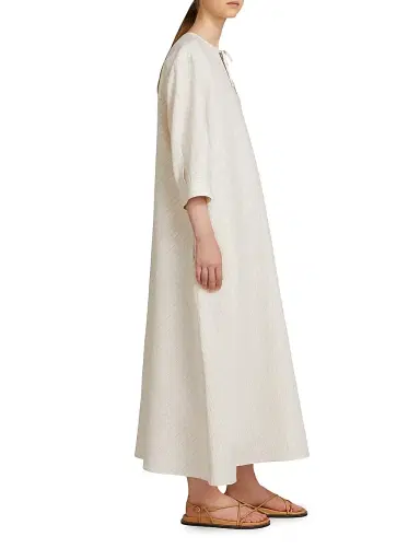 MM Max Mara Women's Linen and Cotton Maxi Kaftan Dress - Milk - Size 10 | Thumbnail 3