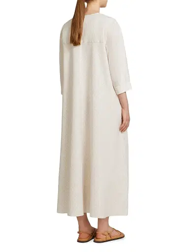 MM Max Mara Women's Linen and Cotton Maxi Kaftan Dress - Milk - Size 10 | Thumbnail 5