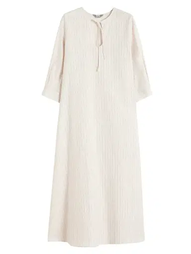 MM Max Mara Women's Linen and Cotton Maxi Kaftan Dress - Milk - Size 10 | Thumbnail 1