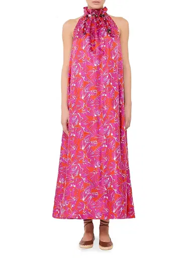 Max Mara Women's Printed Silk Twill Dress - Coral - Size 14 | Thumbnail 3