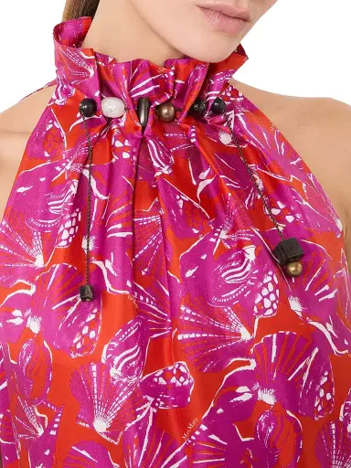 Max Mara Women's Printed Silk Twill Dress - Coral - Size 14 | Thumbnail 5