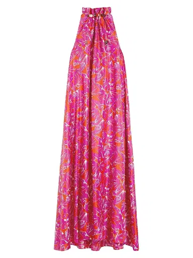 Max Mara Women's Printed Silk Twill Dress - Coral - Size 14 | Thumbnail 1