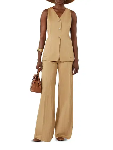 Max Mara Women's Pinstripe Jacquard Jersey Gilet - Desert - Size 14 | Thumbnail 2 Max Mara Women's Pinstripe Jacquard Jersey Gilet - Desert - Size 14 | Thumbnail 2
