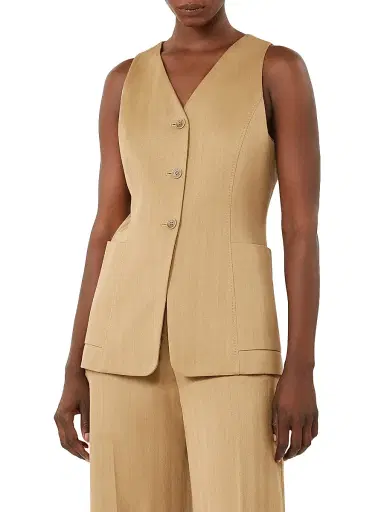 Max Mara Women's Pinstripe Jacquard Jersey Gilet - Desert - Size 14 | Thumbnail 3 Max Mara Women's Pinstripe Jacquard Jersey Gilet - Desert - Size 14 | Thumbnail 3