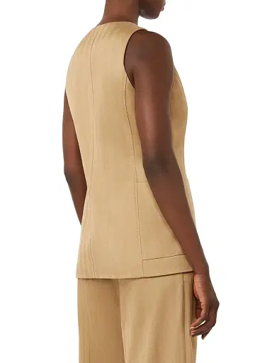 Max Mara Women's Pinstripe Jacquard Jersey Gilet - Desert - Size 14 | Thumbnail 4 Max Mara Women's Pinstripe Jacquard Jersey Gilet - Desert - Size 14 | Thumbnail 4