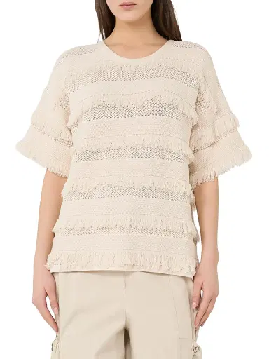 Max Mara Women's Oversized Patterned Viscose Sweater - Ivory - Size XL | Thumbnail 3 Max Mara Women's Oversized Patterned Viscose Sweater - Ivory - Size XL | Thumbnail 3