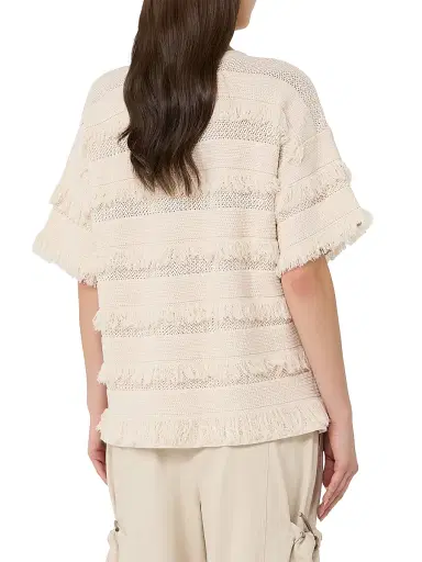 Max Mara Women's Oversized Patterned Viscose Sweater - Ivory - Size XL | Thumbnail 4 Max Mara Women's Oversized Patterned Viscose Sweater - Ivory - Size XL | Thumbnail 4