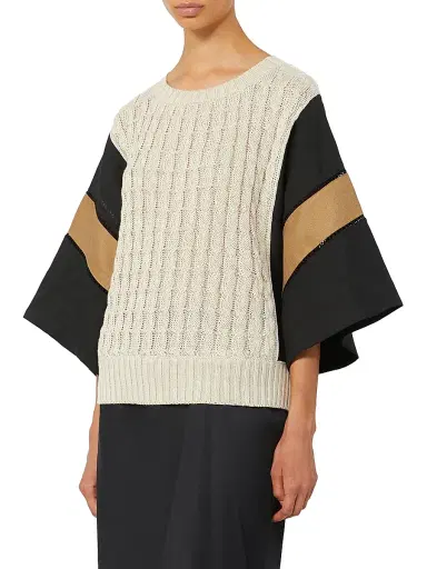 Max Mara Women's Loose Fit Linen Yarn Sweater - Beige - Size Medium | Thumbnail 3 Max Mara Women's Loose Fit Linen Yarn Sweater - Beige - Size Medium | Thumbnail 3