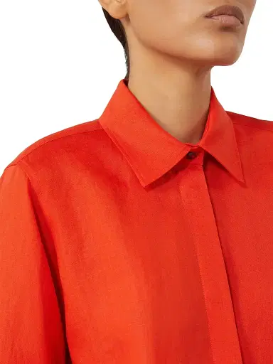 Max Mara Women's Linen Canvas Shirt - Coral - Size 6 | Thumbnail 5