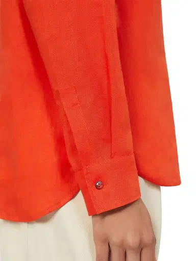 Max Mara Women's Linen Canvas Shirt - Coral - Size 6 | Thumbnail 6