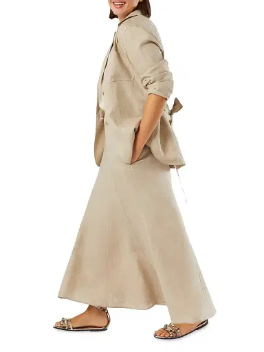 Marina Rinaldi Women's Faded Linen Skirt - Sand - Size 16 | Thumbnail 2