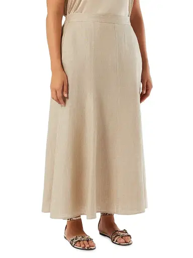 Marina Rinaldi Women's Faded Linen Skirt - Sand - Size 16 | Thumbnail 3