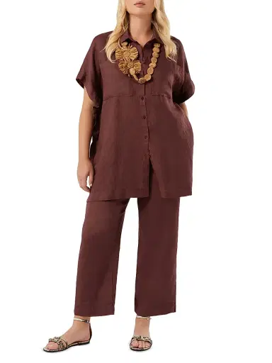 Marina Rinaldi Women's Linen Canvas Tunic - Bordeaux - Size XL | Thumbnail 2 Marina Rinaldi Women's Linen Canvas Tunic - Bordeaux - Size XL | Thumbnail 2
