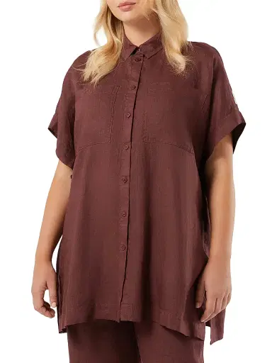Marina Rinaldi Women's Linen Canvas Tunic - Bordeaux - Size XL | Thumbnail 3 Marina Rinaldi Women's Linen Canvas Tunic - Bordeaux - Size XL | Thumbnail 3